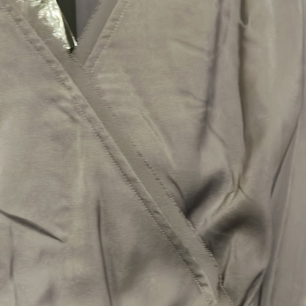 Gray silk Banana Republic dress with shoulder embellishments - Picture 3 of 5